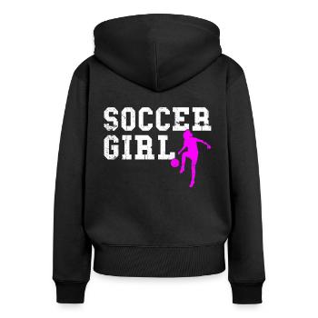 soccer girl - Frauen Premium Bio Zip Hoodie - Schwarz - Hinten - Julia (174cm)
