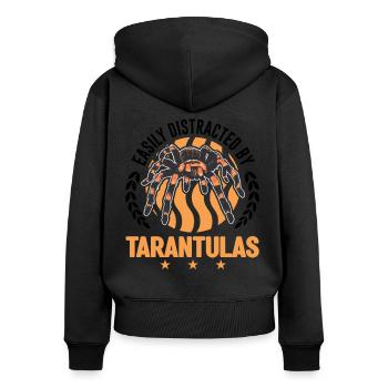 Easily distracted by Tarantulas Tarantel - Frauen Premium Bio Zip Hoodie - Schwarz - Hinten - Julia (174cm)