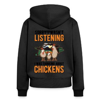 Chicken Gift Chicken Chicken - Women's Premium Organic Zip Hoodie - black - Back - Julia (174cm)