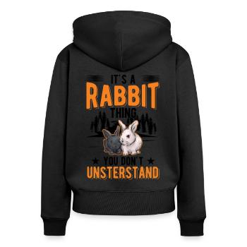 C’est un truc de lapin Lapin Lapin Lapin - Sweat à capuche zippé Premium bio Femme - noir - Dos - Julia (174cm)