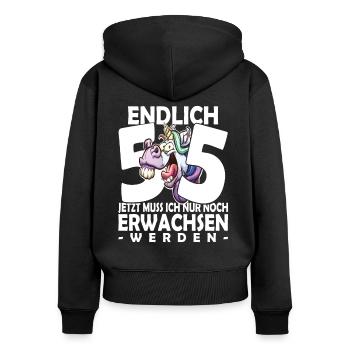 Endlich 55 Jahre - 55. Geburtstag - Frauen Premium Bio Zip Hoodie - Schwarz - Hinten - Julia (174cm)