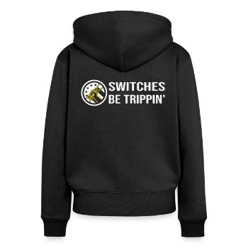 Electrician Pun Flag Electronics Technician - Women's Premium Organic Zip Hoodie - black - Back - Julia (174cm)