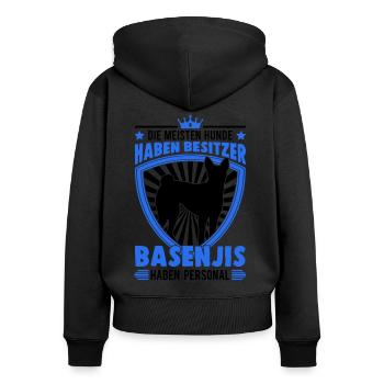 Basenji Personal Kongoterrier - Frauen Premium Bio Zip Hoodie - Schwarz - Hinten - Julia (174cm)
