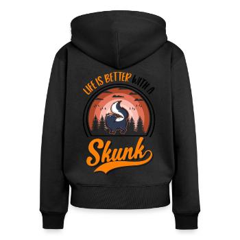 La vie est meilleure avec une Skunk Stinktier - Sweat à capuche zippé Premium bio Femme - noir - Dos - Julia (174cm)