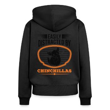 Easily distracted by Chinchillas - Women's Premium Organic Zip Hoodie - black - Back - Julia (174cm)