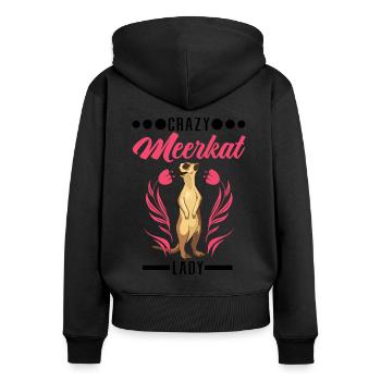 Dame suricate folle Erdmännchen - Sweat à capuche zippé Premium bio Femme - noir - Dos - Julia (174cm)