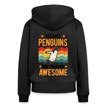 Because Penguins are freaking awesome Pinguin - Frauen Premium Bio Zip Hoodie - Schwarz - Hinten - Julia (174cm)