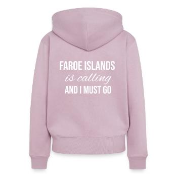 Faroe Islands - Frauen Premium Bio Zip Hoodie - Altrosa - Hinten - Julia (174cm)