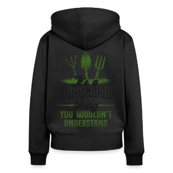 Paysagiste Aménagement Paysager - Sweat à capuche zippé Premium bio Femme - noir - Dos - Julia (174cm)