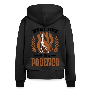 La vie est meilleure avec un lévrier espagnol Podenco - Sweat à capuche zippé Premium bio Femme - noir - Dos - Julia (174cm)