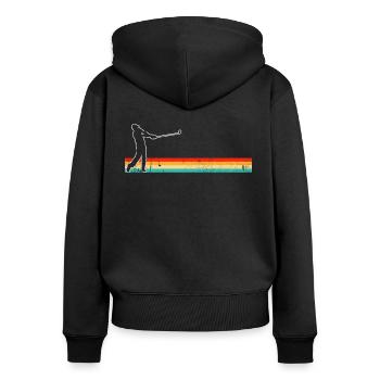 Golf Retro - Frauen Premium Bio Zip Hoodie - Schwarz - Hinten - Julia (174cm)