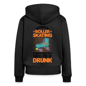 Rollschuhe Alkohol Rollkunstlauf Roller Skates - Frauen Premium Bio Zip Hoodie - Schwarz - Hinten - Julia (174cm)