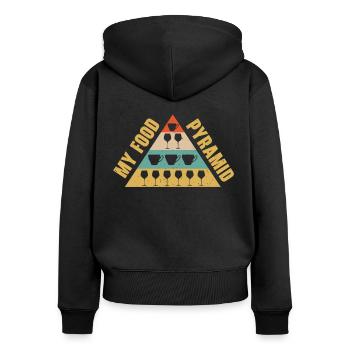 Lebensmittelpyramide Kaffee Wein Trinken - Frauen Premium Bio Zip Hoodie - Schwarz - Hinten - Julia (174cm)