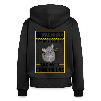 Peut parler spontanément de Chinchillas - Sweat à capuche zippé Premium bio Femme - noir - Dos - Julia (174cm)