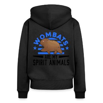 Les wombats sont mes animaux spirituels - Sweat à capuche zippé Premium bio Femme - noir - Dos - Julia (174cm)