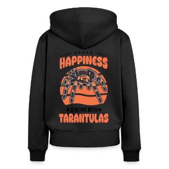 Happiness is being with Tarantulas Tarantel - Frauen Premium Bio Zip Hoodie - Schwarz - Hinten - Julia (174cm)