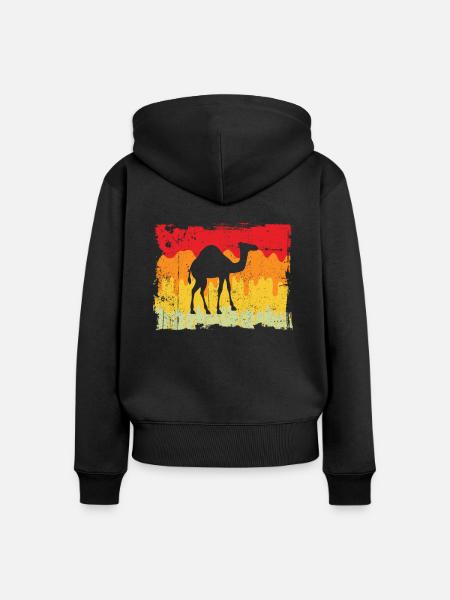 Dromedar Retro - Frauen Premium Bio Zip Hoodie - Schwarz