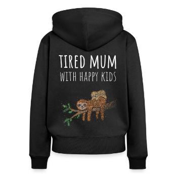 Maman Mère Fête des Mères Cadeau de fête des Mères - Sweat à capuche zippé Premium bio Femme - noir - Dos - Julia (174cm)