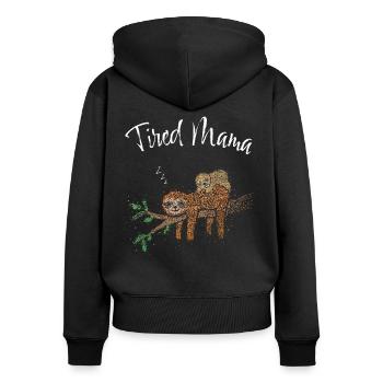 Maman Paresseuse Expectant Fête des Mères - Sweat à capuche zippé Premium bio Femme - noir - Dos - Julia (174cm)