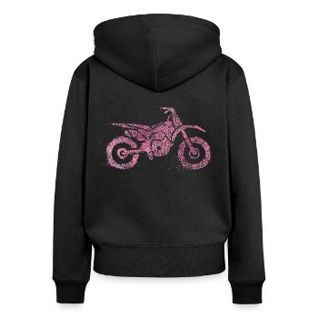 Motorrad Motorradfahrerin Bikerin - Frauen Premium Bio Zip Hoodie - Schwarz - Hinten - Julia (174cm)