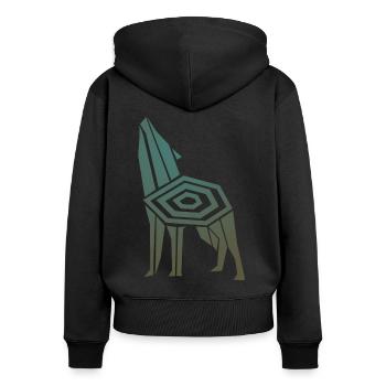 Wolf Odins Valhalla Wikinger Wölfe - Frauen Premium Bio Zip Hoodie - Schwarz - Hinten - Julia (174cm)