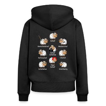 Lustige Schafe - Frauen Premium Bio Zip Hoodie - Schwarz - Hinten - Julia (174cm)
