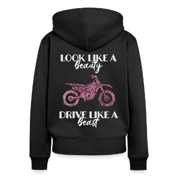 Motorcycle Helmet Motorcycle Biker Dirtbike - Women's Premium Organic Zip Hoodie - black - Back - Julia (174cm)