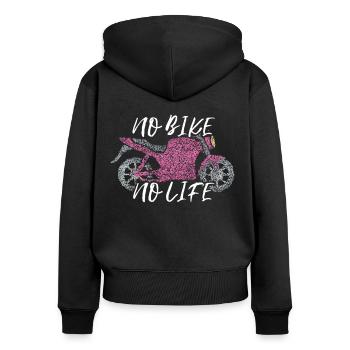 No Bike No Life Motorcycle Biker - Women's Premium Organic Zip Hoodie - black - Back - Julia (174cm)