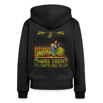 Paysagiste Aménagement Paysager - Sweat à capuche zippé Premium bio Femme - noir - Dos - Julia (174cm)