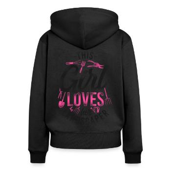 Paysagiste Aménagement Paysager - Sweat à capuche zippé Premium bio Femme - noir - Dos - Julia (174cm)