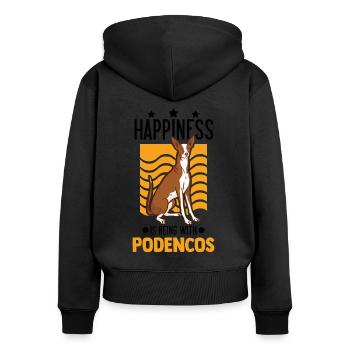 Happiness is being with Podencos - Frauen Premium Bio Zip Hoodie - Schwarz - Hinten - Julia (174cm)
