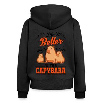 La vie est meilleure avec un Capybara Wasserschwein - Sweat à capuche zippé Premium bio Femme - noir - Dos - Julia (174cm)