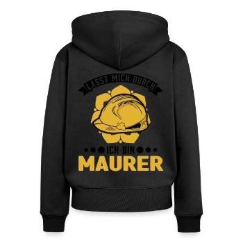 Lasst mich durch Ich bin Maurer Maurermeister - Frauen Premium Bio Zip Hoodie - Schwarz - Hinten - Julia (174cm)