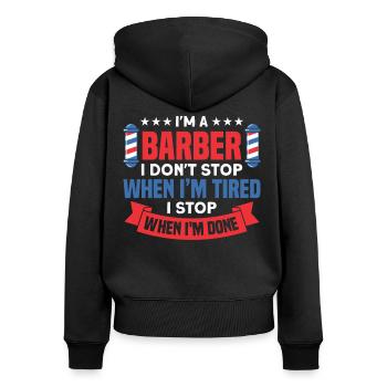 Barber Hairstylist Salon Hairdresser - Frauen Premium Bio Zip Hoodie - Schwarz - Hinten - Julia (174cm)