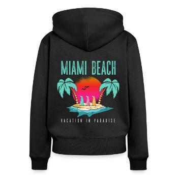 Miami Vacation - Florida Palm Sea - Women's Premium Organic Zip Hoodie - black - Back - Julia (174cm)