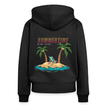 Summertime Miami Beach Vacation - Frauen Premium Bio Zip Hoodie - Schwarz - Hinten - Julia (174cm)