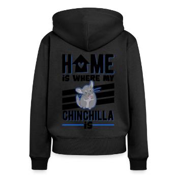 Home is where my Chinchilla is - Frauen Premium Bio Zip Hoodie - Schwarz - Hinten - Julia (174cm)