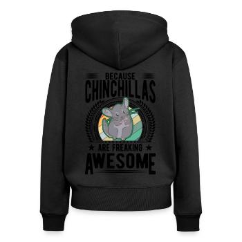 Parce que les chinchillas sont impressionnants - Sweat à capuche zippé Premium bio Femme - noir - Dos - Julia (174cm)
