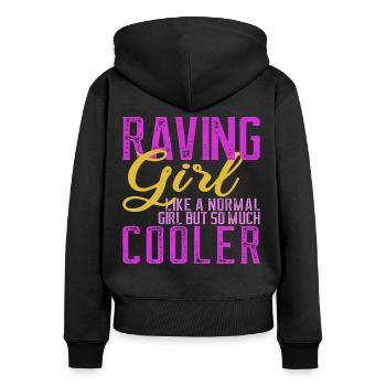 Rave Raver Music Electro Femmes Cadeau - Sweat à capuche zippé Premium bio Femme - noir - Dos - Julia (174cm)