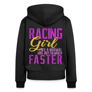 Kart Autorennen Rallye Frauen Geschenk - Frauen Premium Bio Zip Hoodie - Schwarz - Hinten - Julia (174cm)