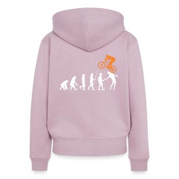 MTB Evolution Bike Free Ride - Frauen Premium Bio Zip Hoodie - Altrosa - Hinten - Julia (174cm)