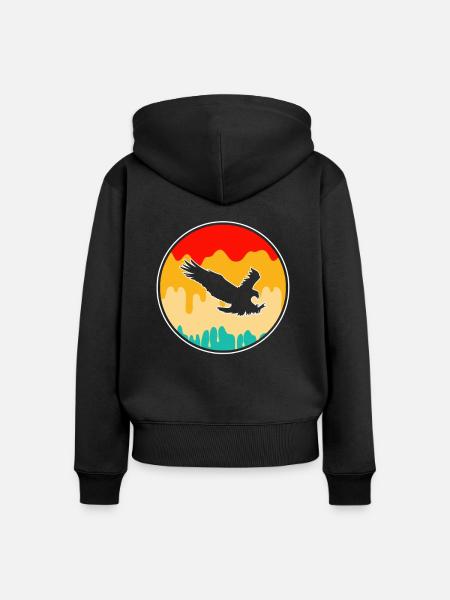 Adler Retro - Frauen Premium Bio Zip Hoodie - Schwarz