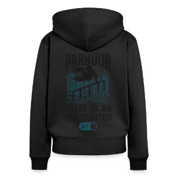 Parkour Free Running Traceur - Sweat à capuche zippé Premium bio Femme - noir - Dos - Julia (174cm)