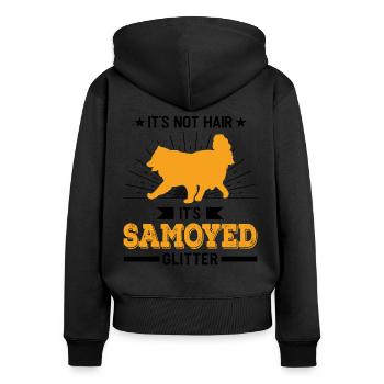 Ce n’est pas des cheveux C’est Samoyed Glitter Samojede - Sweat à capuche zippé Premium bio Femme - noir - Dos - Julia (174cm)