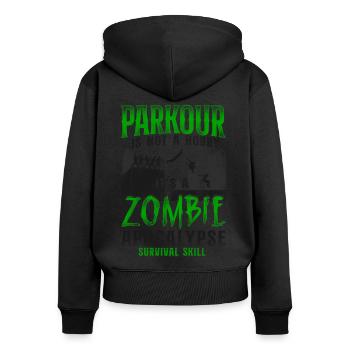 Parkour Free Running Traceur - Sweat à capuche zippé Premium bio Femme - noir - Dos - Julia (174cm)