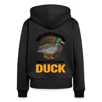 La vie est meilleure avec un éleveur de canard canard - Sweat à capuche zippé Premium bio Femme - noir - Dos - Julia (174cm)