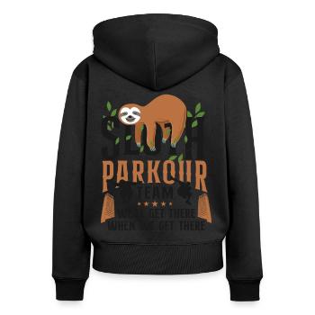 Parkour Free Running Traceur Sloth - Women's Premium Organic Zip Hoodie - black - Back - Julia (174cm)
