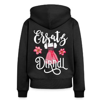 Dirndl Trachtenshirt Damen Outfit - Frauen Premium Bio Zip Hoodie - Schwarz - Hinten - Julia (174cm)