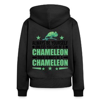 Soyez toujours vous-même à moins que vous ne puissiez être un caméléon - Sweat à capuche zippé Premium bio Femme - noir - Dos - Julia (174cm)