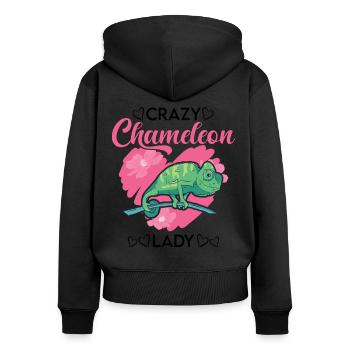Crazy Chameleon Mme Crazy Chameleon lady - Sweat à capuche zippé Premium bio Femme - noir - Dos - Julia (174cm)